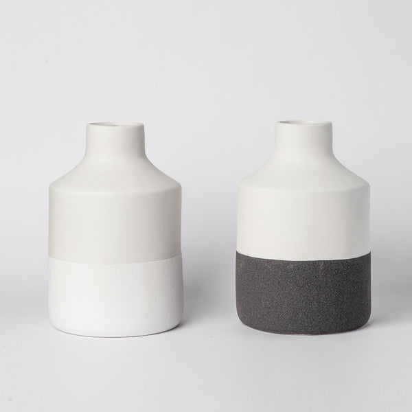 Dual-Texture Matte Ceramic Vase