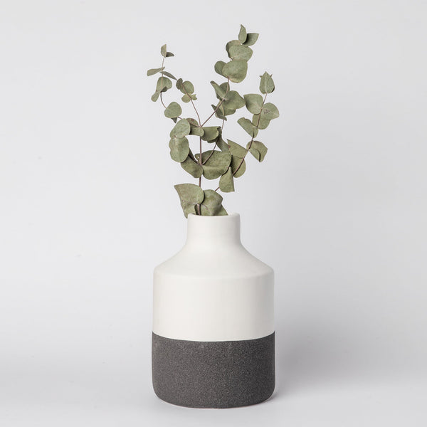 Dual-Texture Matte Ceramic Vase