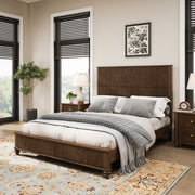 Reeded Wood Platform Bed Frame
