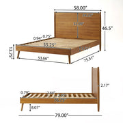 Mid-Century Wood Platform Bed Frame