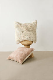 Chunky Hand-Knit Cotton Throw Pillow