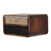 Woven Rattan Wall-Mounted Bedside Table