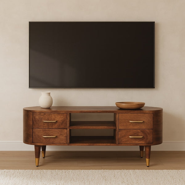 Curved Mango Wood Media Console