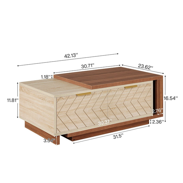 Chevron Dual-Tone Extendable Storage Coffee Table