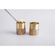 Alabaster Brass Tea-Light Candle Holder Pair