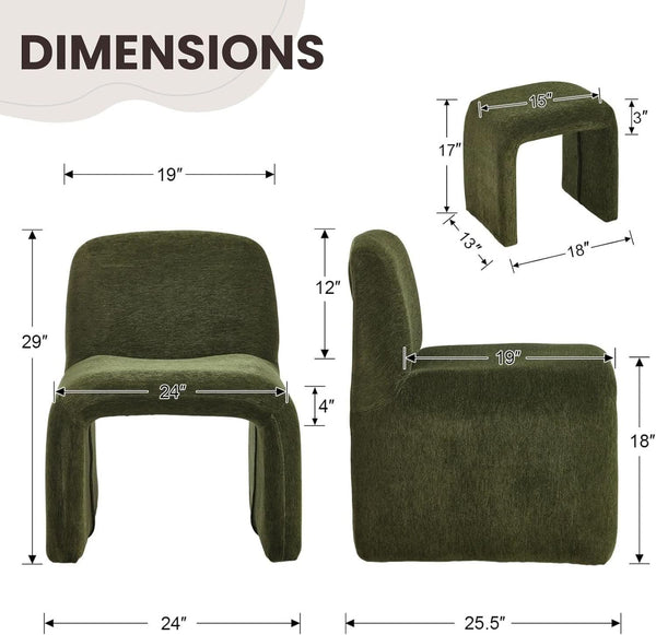 Chenille Arc Chair and Ottoman Set – ottoman (view 3) | Roost & Roam