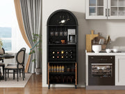Arched Black Wood Bar Cabinet