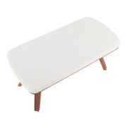 Mid-Century Upholstered Wood Bench