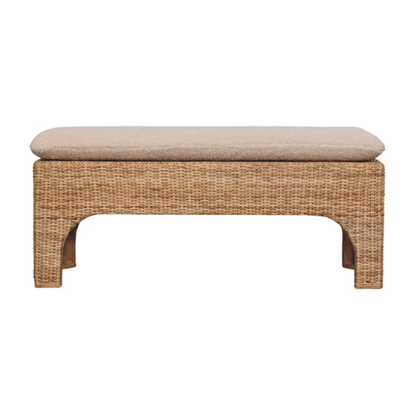 Handwoven Rattan Cushioned Bench