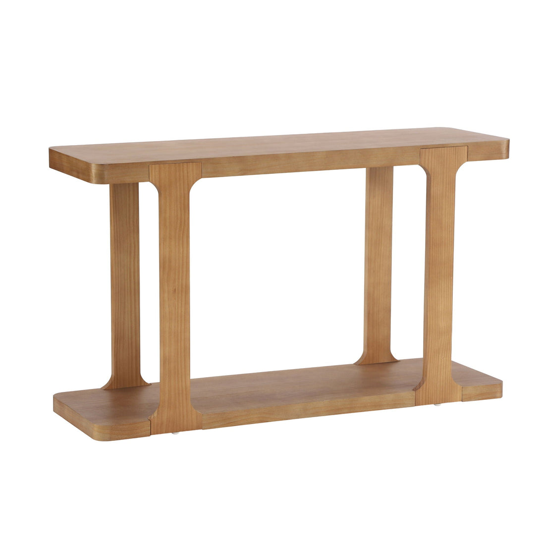 Walnut Finish Console Table with Bottom Shelf, 50 in