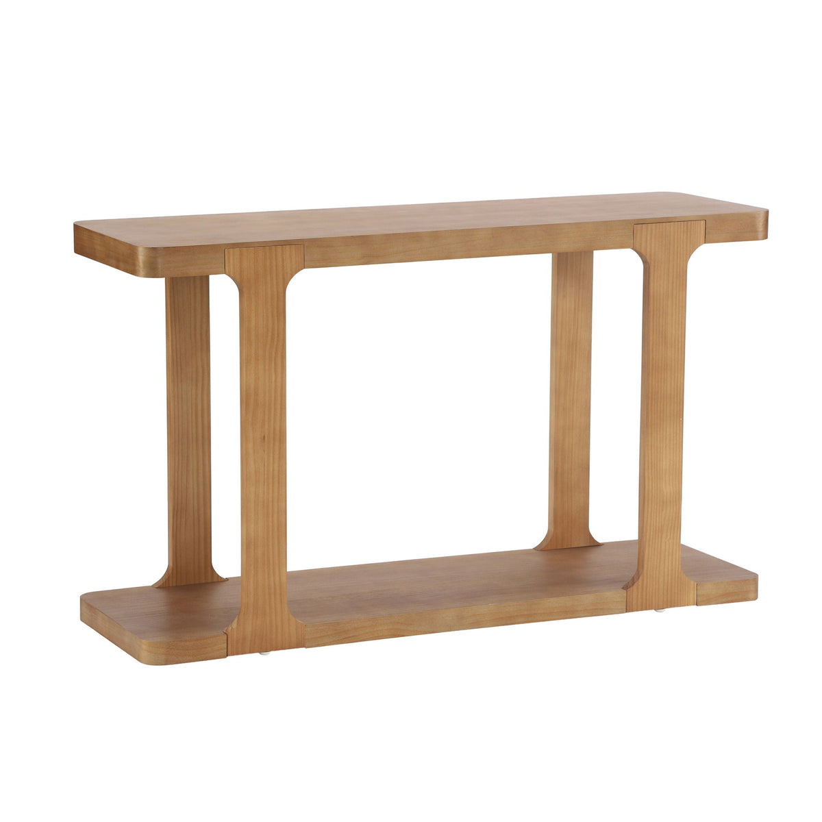 Walnut Finish Console Table with Bottom Shelf, 50 in