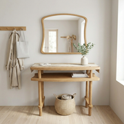 Solid Wood Console Table and Mirror Set
