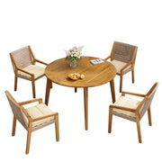 Acacia and Wicker Outdoor Dining Set styled in an outdoor living space