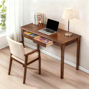 Walnut-Finish Wood Writing Desk with Drawers