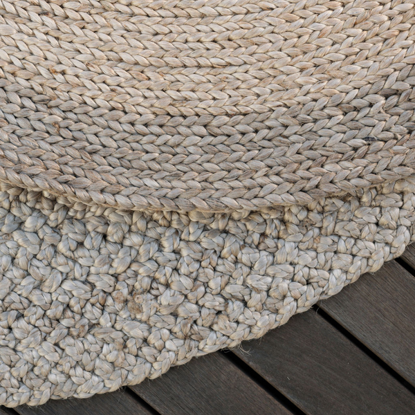 Natural & Brown Round Braided Jute Rug