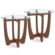 Glass Top Round End Table Set of 2