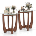Glass Top Round End Table Set of 2