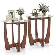 Glass Top Round End Table Set of 2