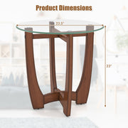 Glass Top Round End Table Set of 2