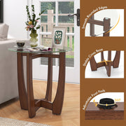 Glass Top Round End Table Set of 2