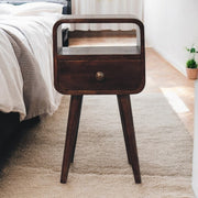 Curved Mango Wood Mini Nightstand