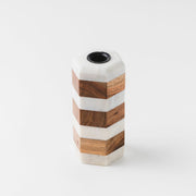 Striped Marble Acacia Taper Candleholder