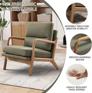 Mid-Century Linen Upholstered Accent Chair