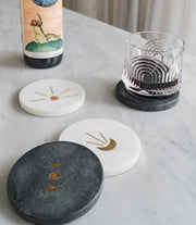 Moon Phase Marble Coaster Set