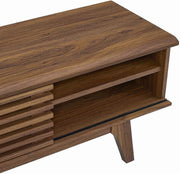 Slatted Walnut-Grain Media Console