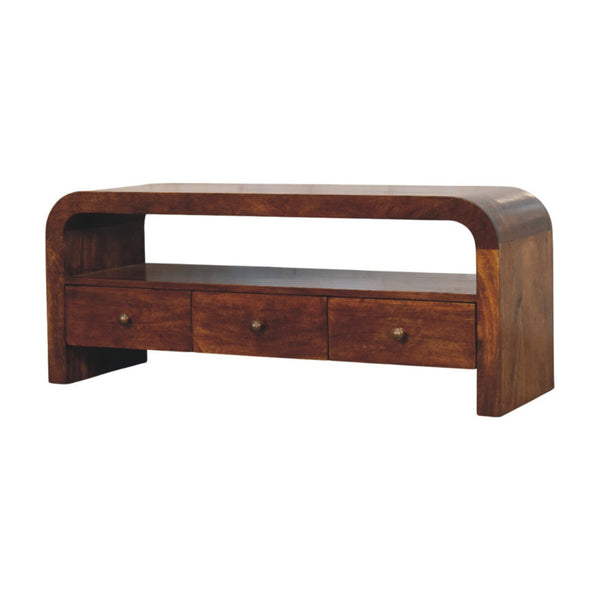 Curved Mango Wood Media Unit