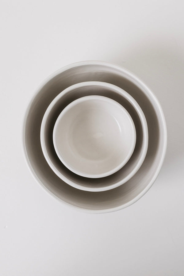Matte White Ceramic Nesting Bowl Set
