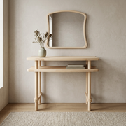 Solid Wood Console Table and Mirror Set
