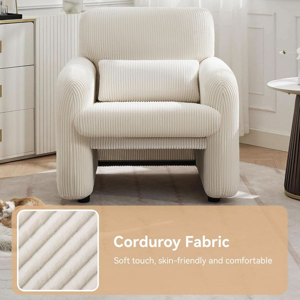 Ribbed Corduroy Upholstered Accent Chair – chair (view 3) | Roost & Roam