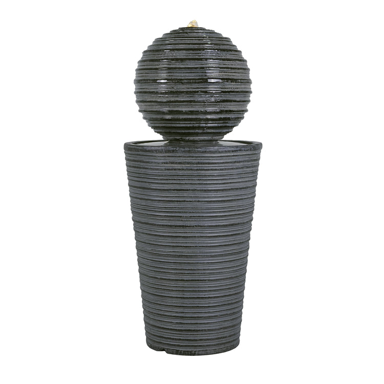 Ribbed Concrete Column Sphere Fountain