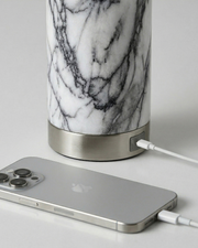 Marble-Base Brass USB Table Lamp