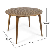 Acacia and Wicker Outdoor Dining Set — full dining set overhead view showing seating arrangement