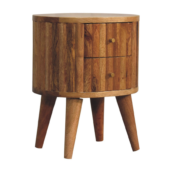 Round Stripe Mango Wood Nightstand