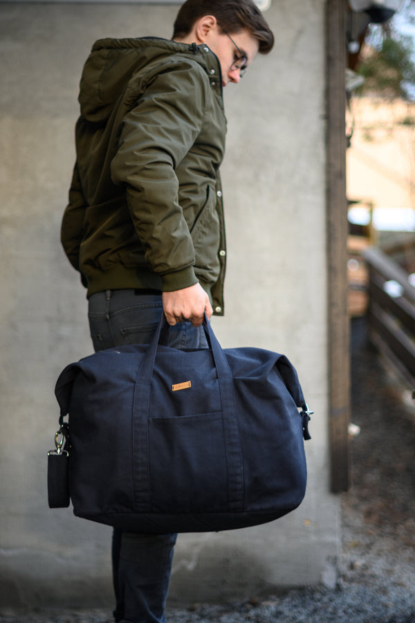 Navy Cotton Canvas Weekend Bag