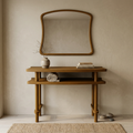 Solid Wood Console Table and Mirror Set