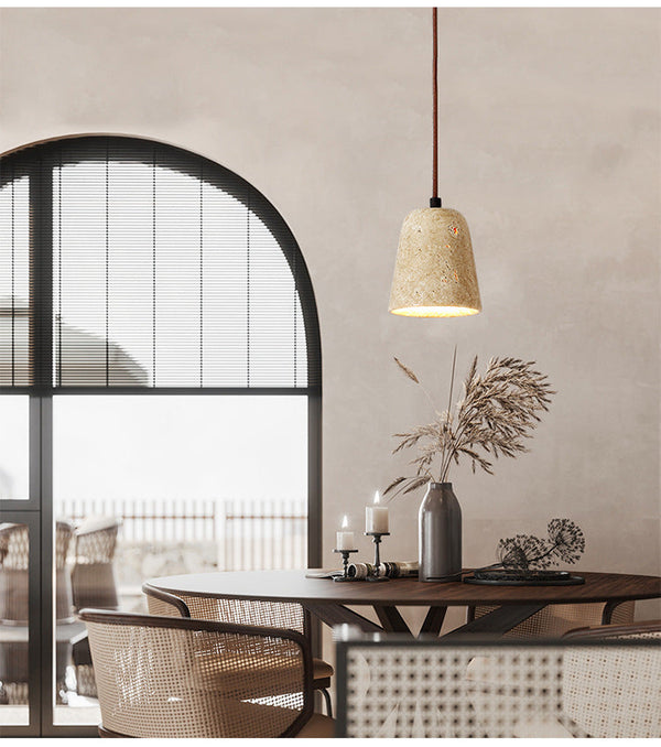 Stone-Finish Dome Pendant Light