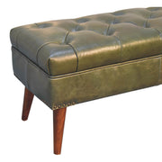 Tufted Leather Upholstered Mango Wood Bench