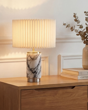 Marble-Base Brass USB Table Lamp
