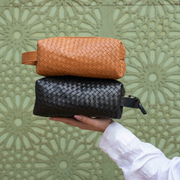 Hand-Woven Leather Toiletry Bag