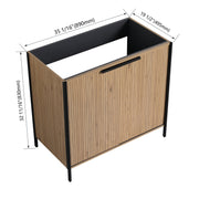 Fluted Wood-Grain Freestanding Bathroom Vanity