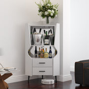 Mirrored Corner Bar Cabinet With Drawers