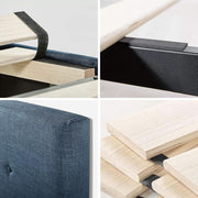 Navy Linen-Look Upholstered Platform Bed Frame