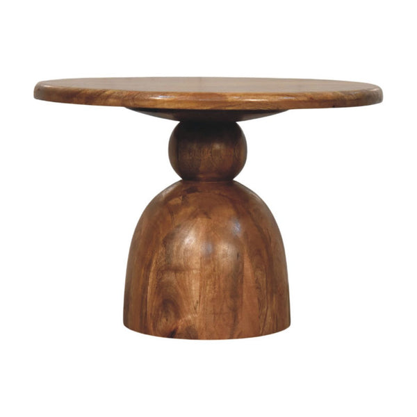 Sculpted Mango Wood Pedestal Coffee Table
