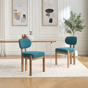 Bouclé Upholstered Wood Dining Chairs Set of 2