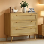 Rattan Finish 3-Drawer Dresser