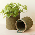 Olive Woven Hemp Floor Basket Set